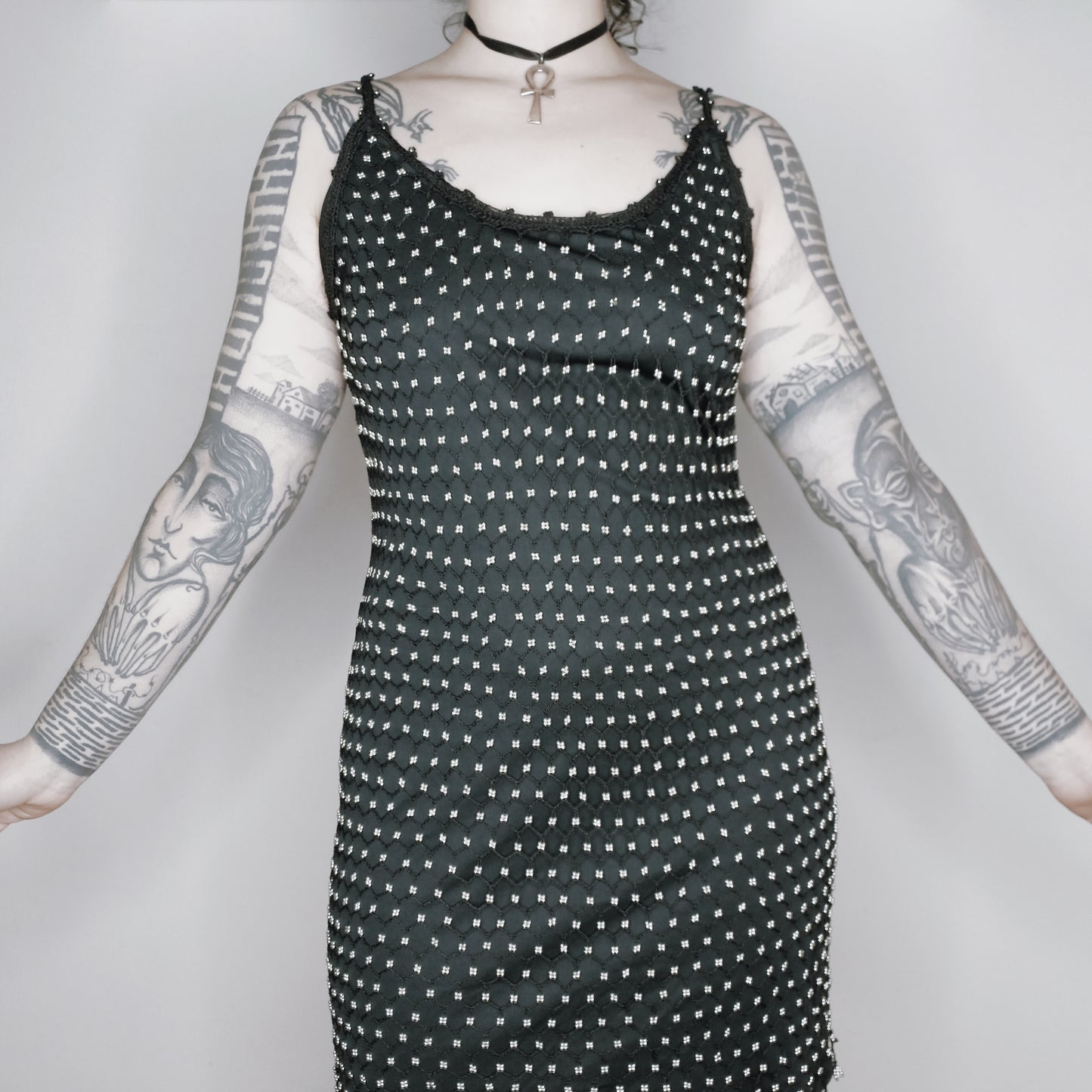 Crochet Beaded Dress - M