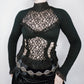 Lace Turtleneck Corseted Top - S
