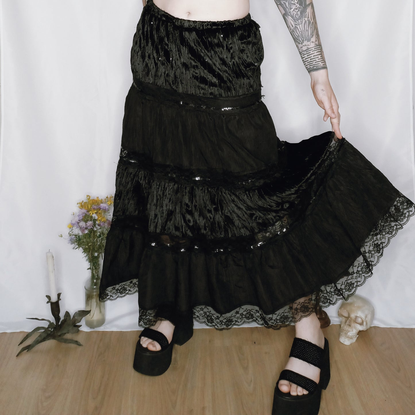 Velvet Lace Witch Skirt - S