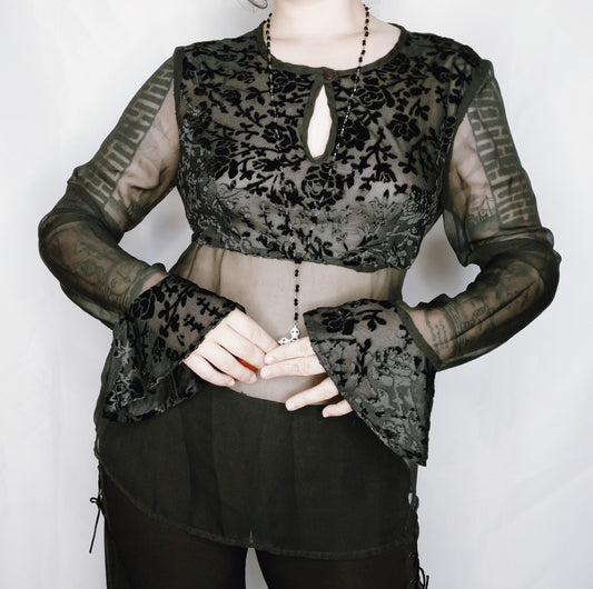 Witchy Sheer Velvet Blouse - S/M