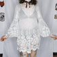 Lace Sheer White Dress - S/M