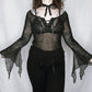 Lace Up Sheer Flared Top - S/M