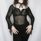 Lace Up Sheer Flared Top - S/M