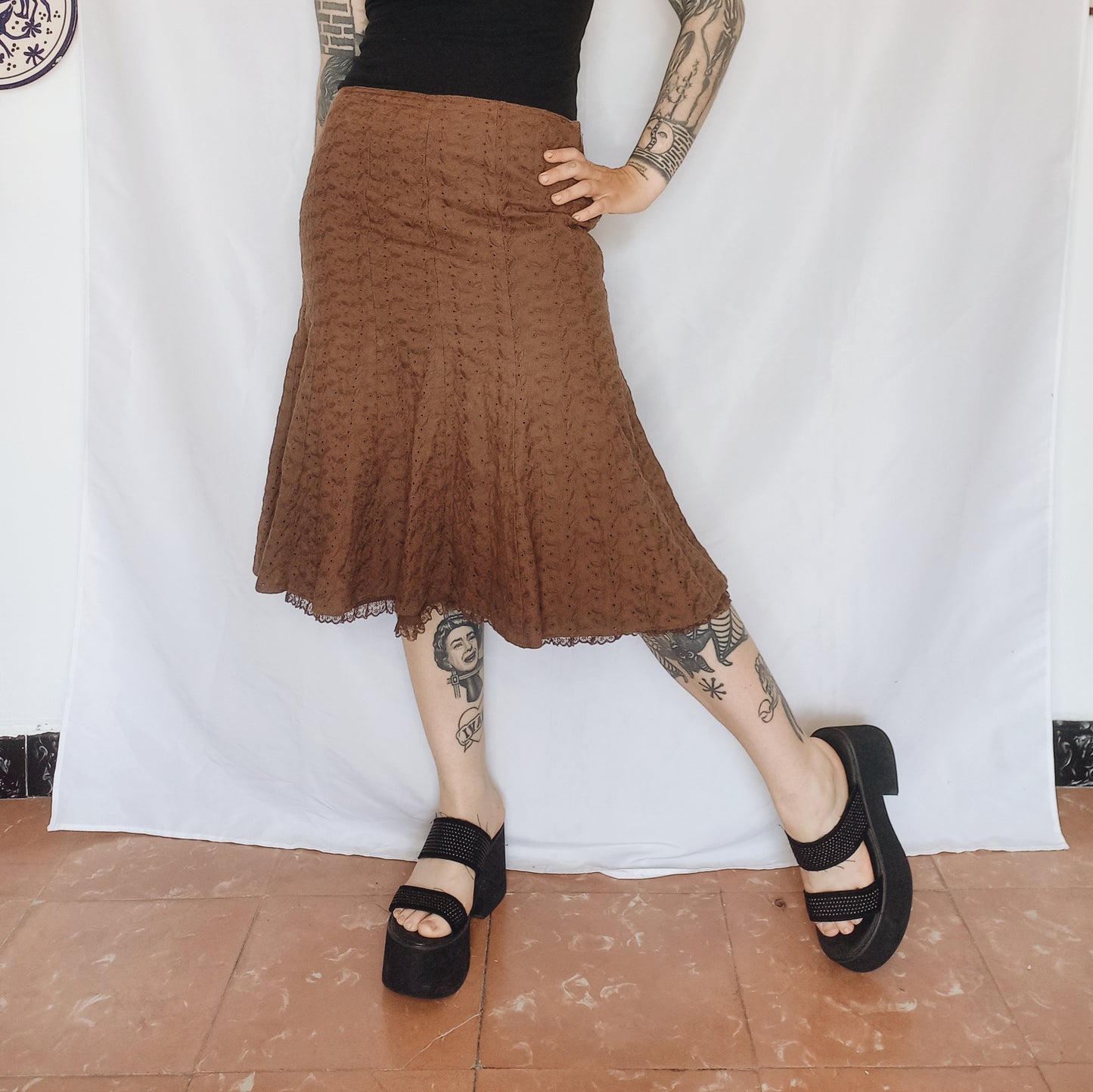 Brown Pleated Skirt - S/M