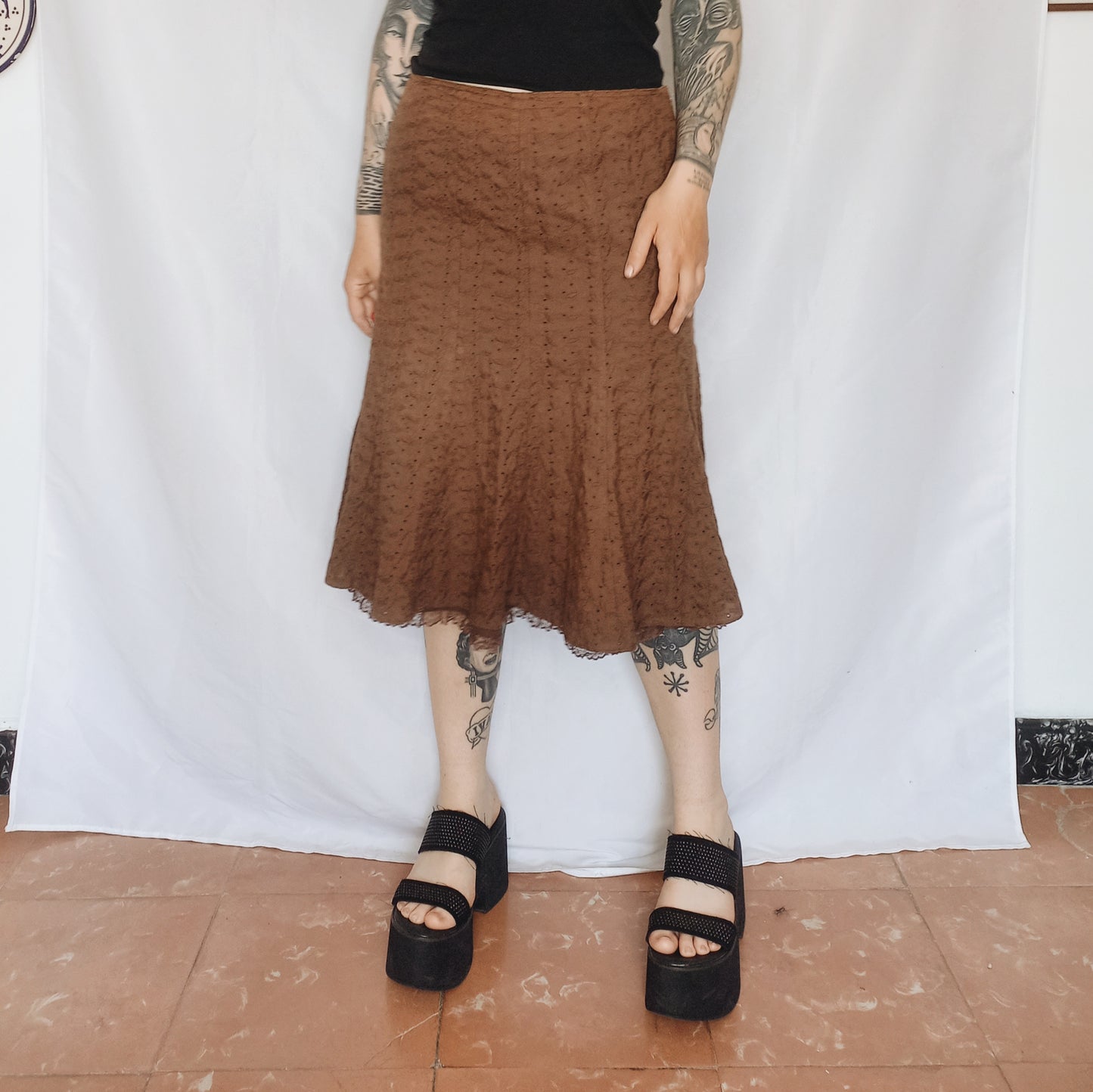 Brown Pleated Skirt - S/M