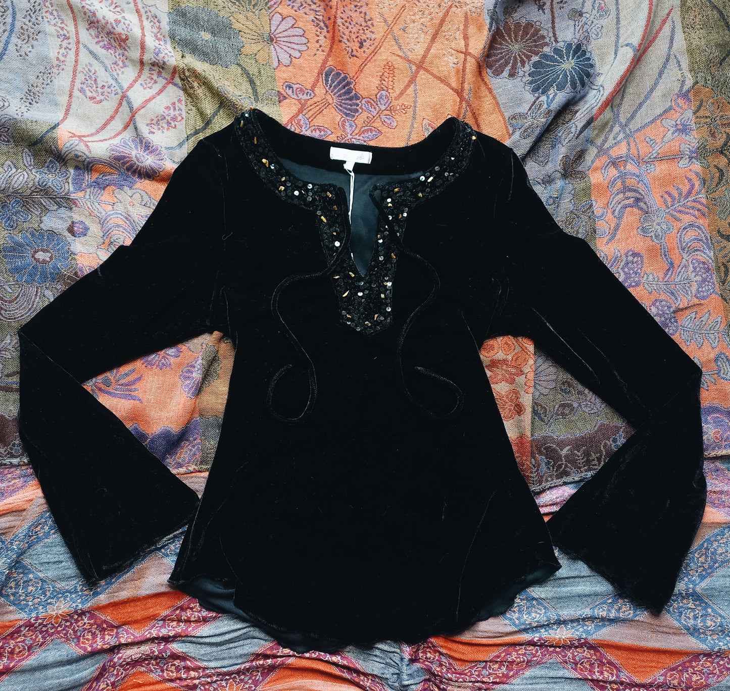 Velvet Sequin Blouse - M