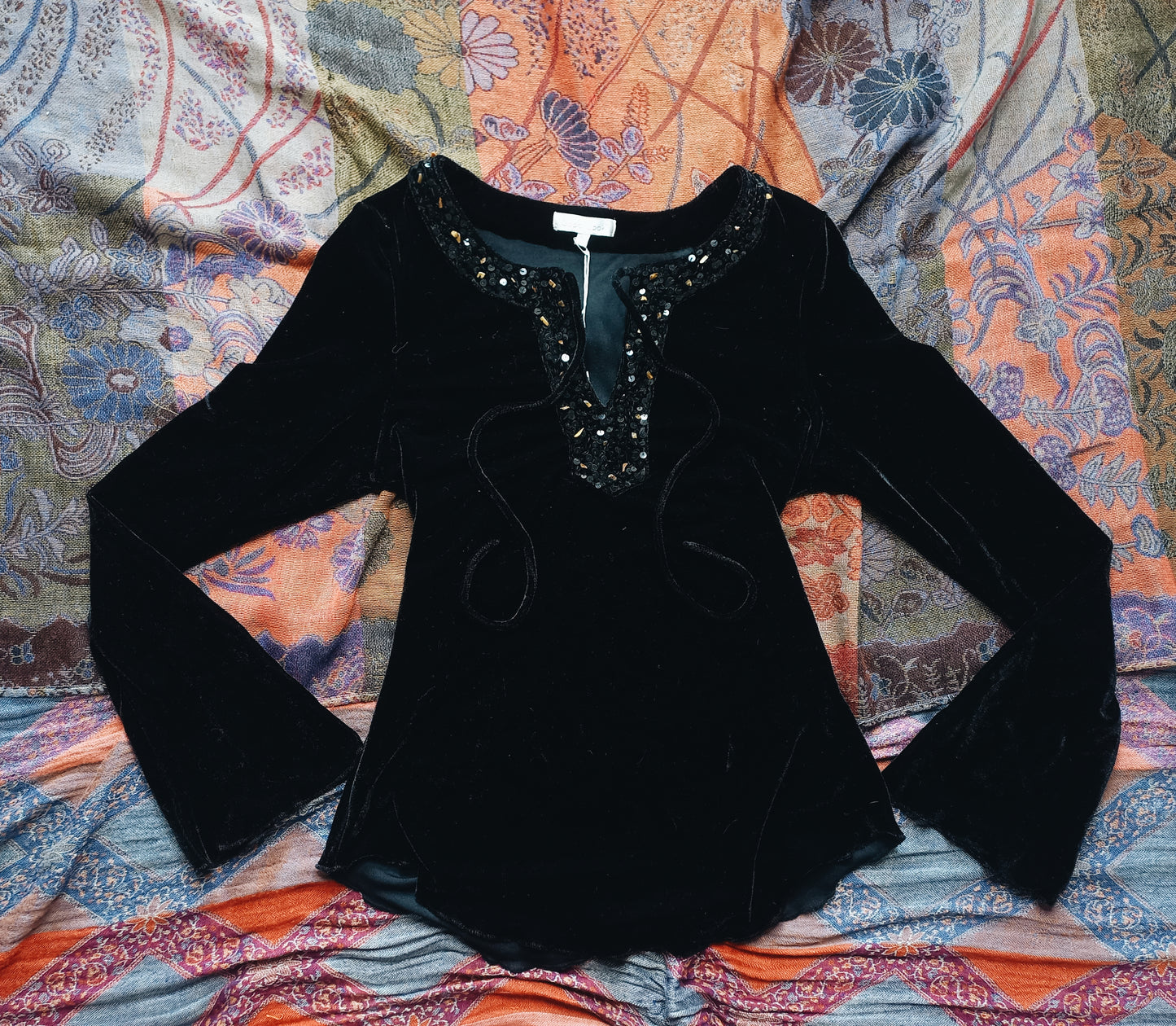 Velvet Sequin Blouse - M