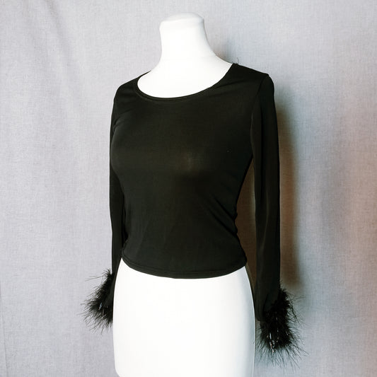 Faux Fur Sleeves Top - S/M