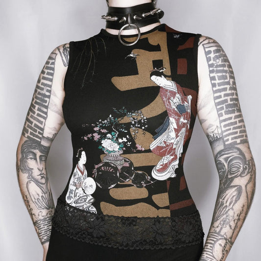 Japanese Graphic Sleeveless Top - XS/S