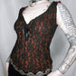 Black and Red Lace Corset Top - M