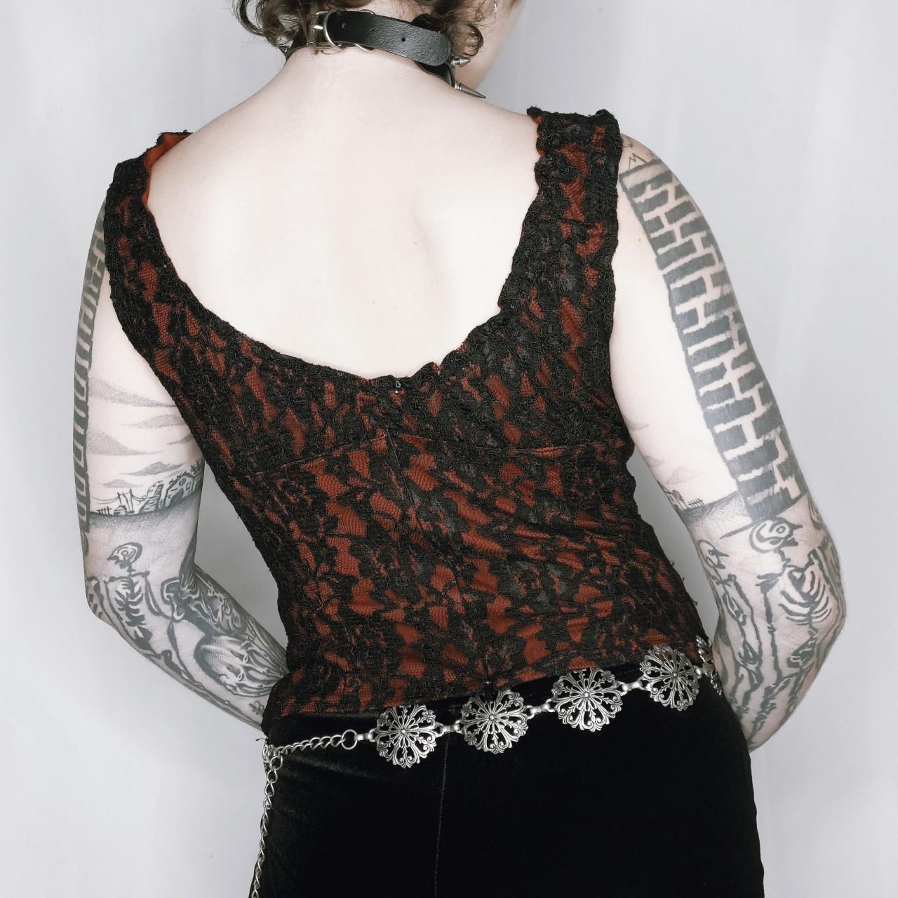 Black and Red Lace Corset Top - M