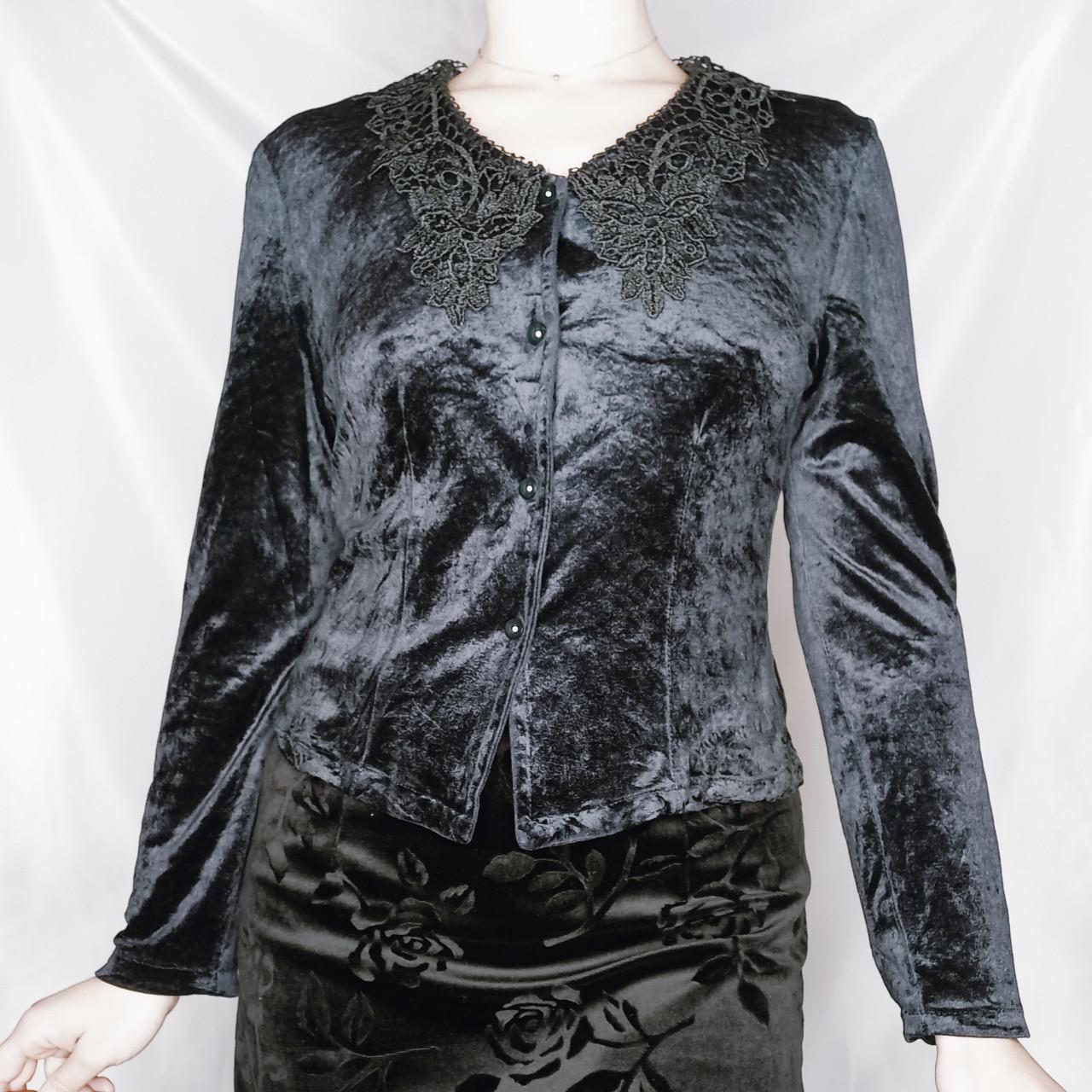 Velvet Lace Collar Top - S