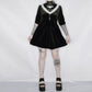 Babydoll Black Velvet and White Lace Dress - S/M