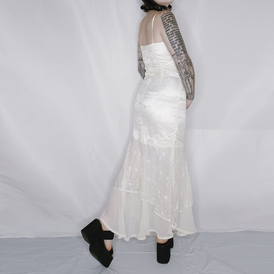 Cream Embroidery Mermaid Dress - S/M