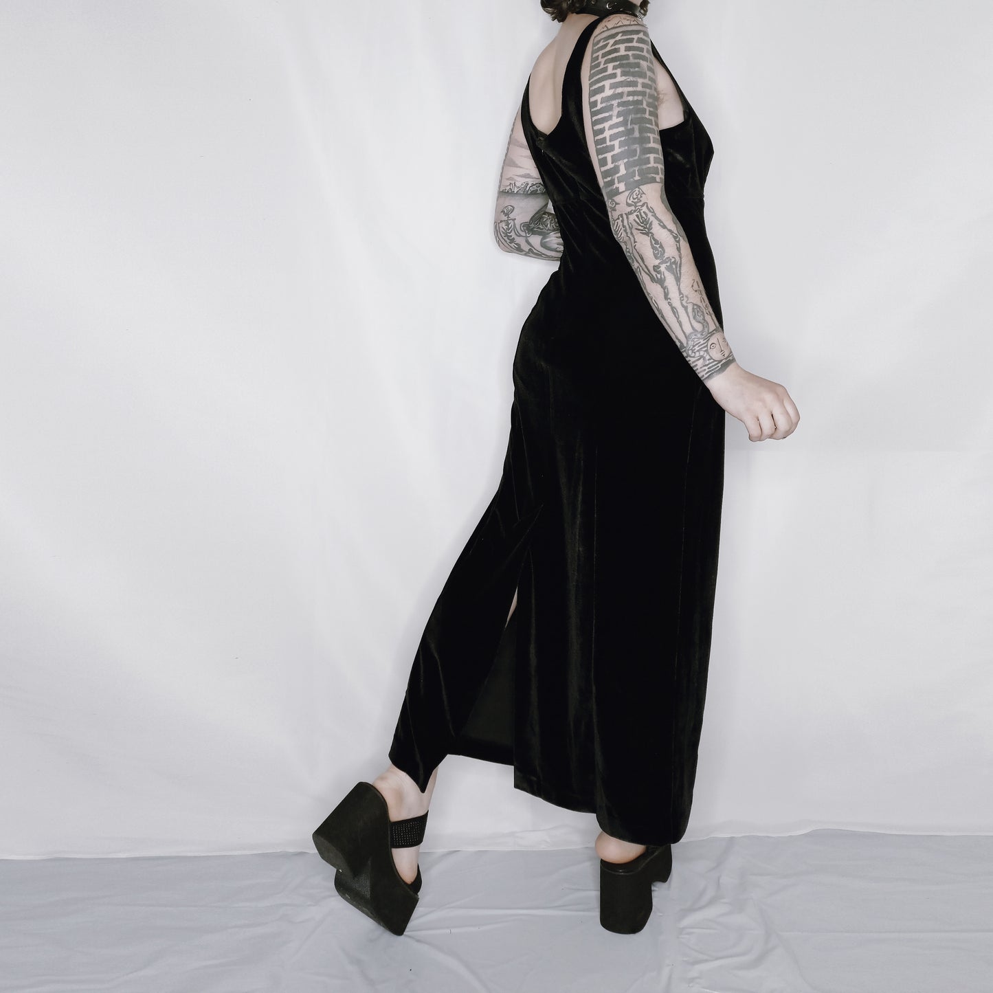 Goth Black Velvet Dress - M/L