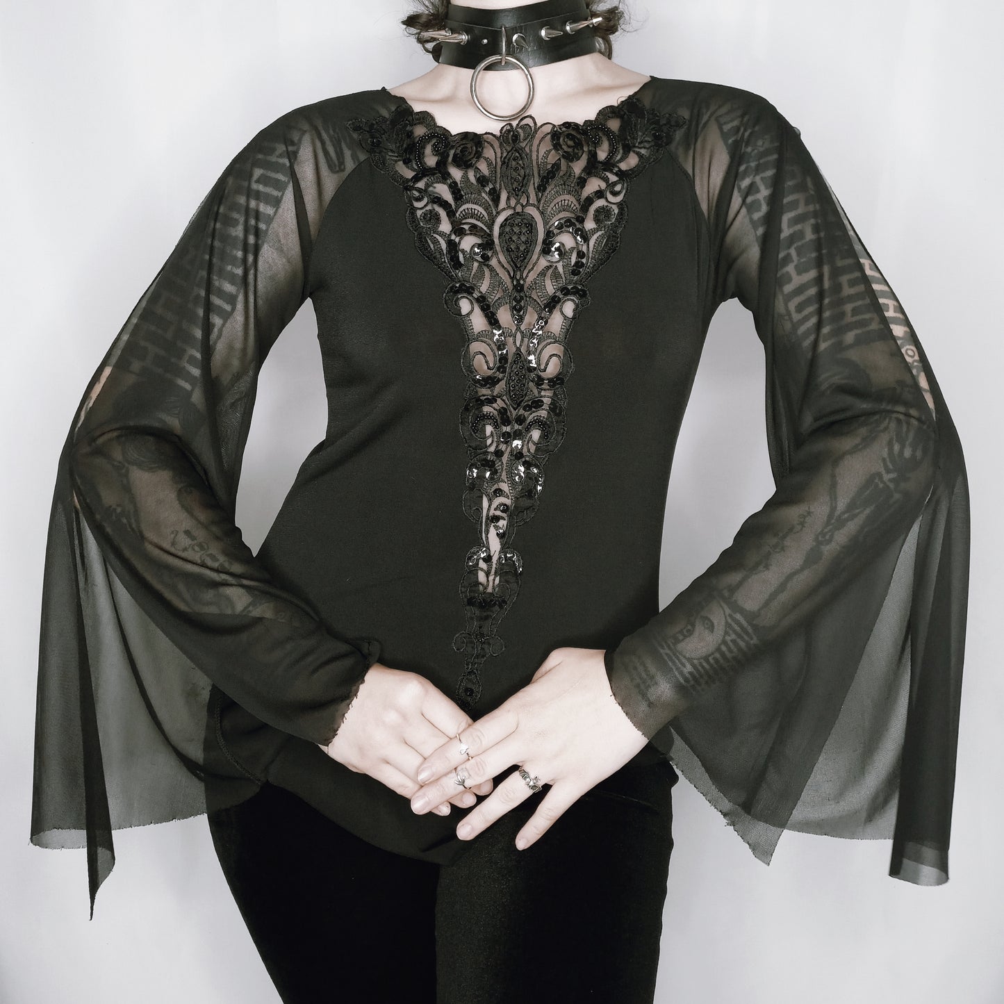 Décor Black Sheer Blouse - M