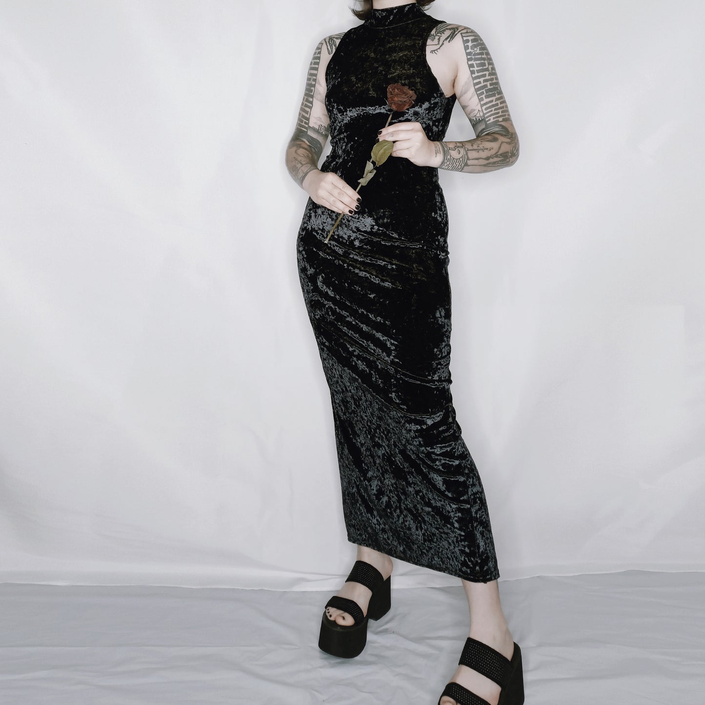 Colourshift Black Gold Halter Dress - S/M