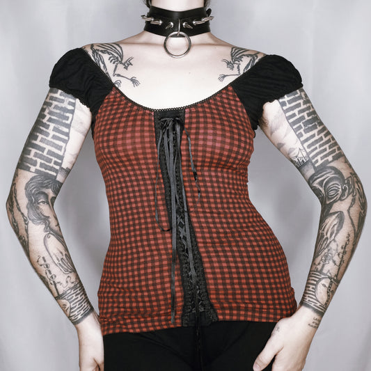 Milkmaid Red Plaid Corset Top - S/M