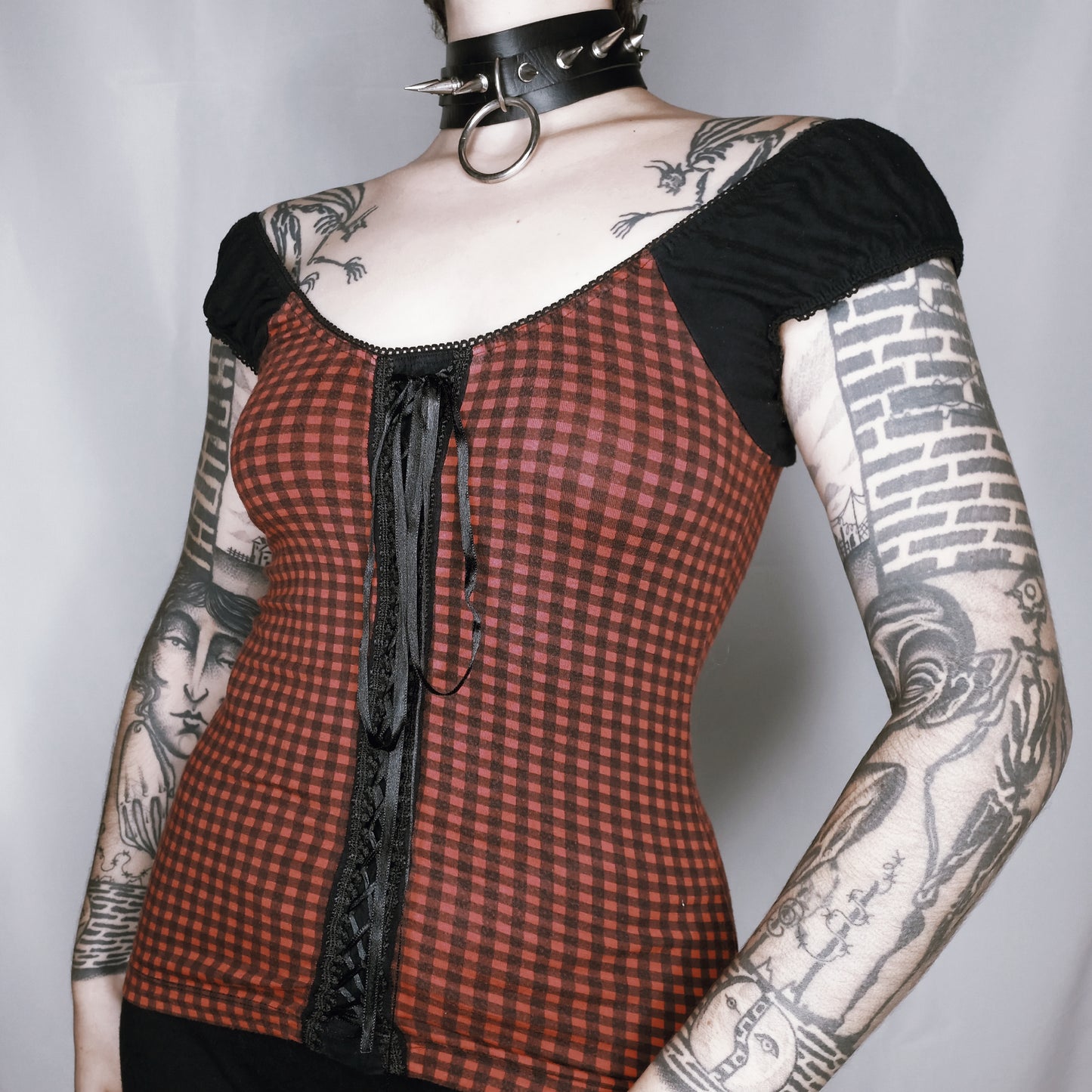Milkmaid Red Plaid Corset Top - S/M