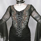 Graphic Sheer Maxi Sleeves Corset Top - S/M