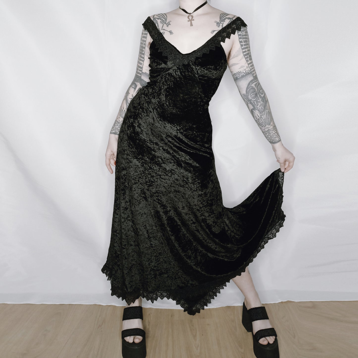 80s Goth Asymmetrical Dress - S