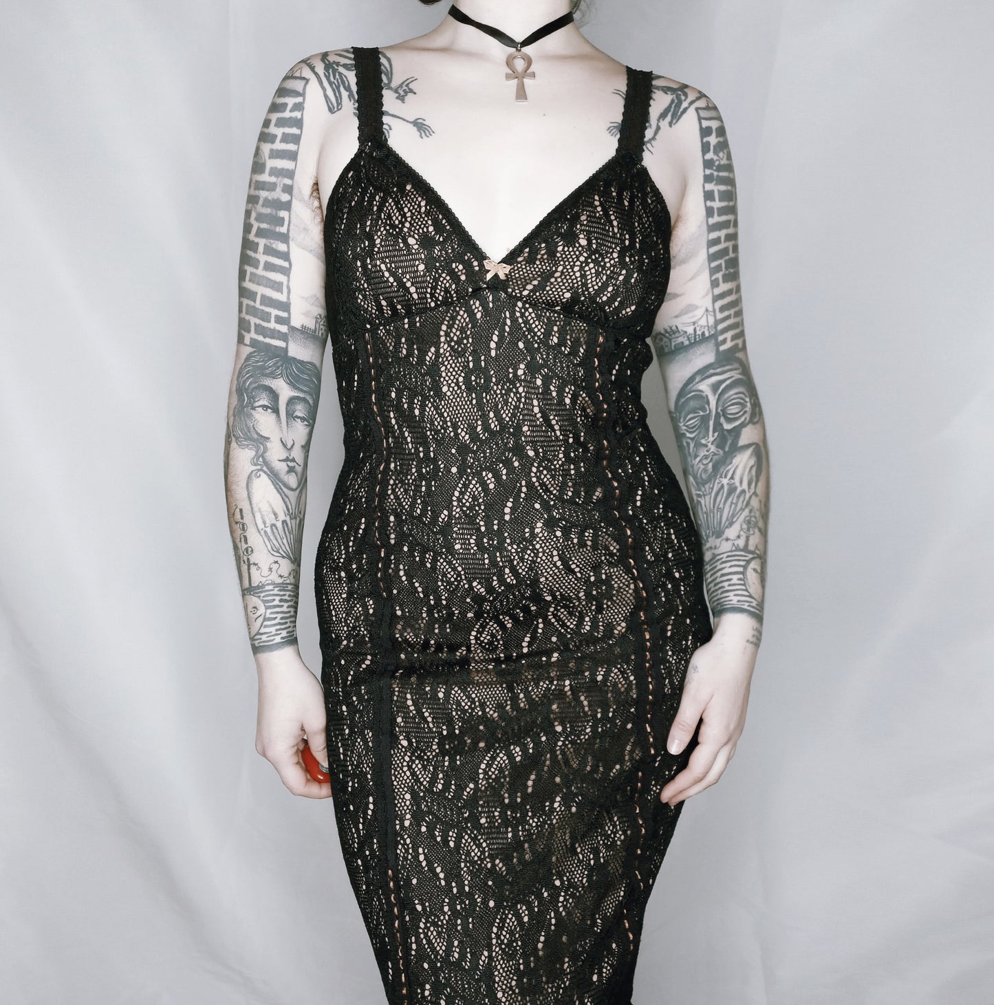 Lined Lingerie-Style Lace Dress - S/M