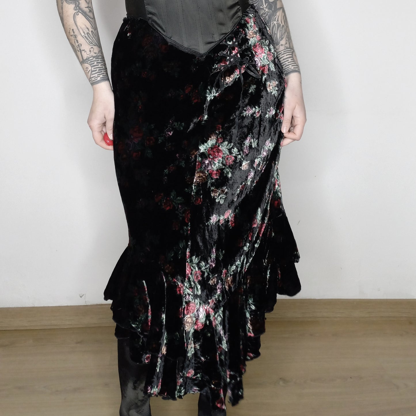 Velvet Floral Mermaid Skirt - M