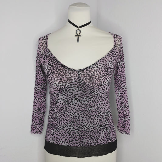 Pink Cheetah Mesh Top - M