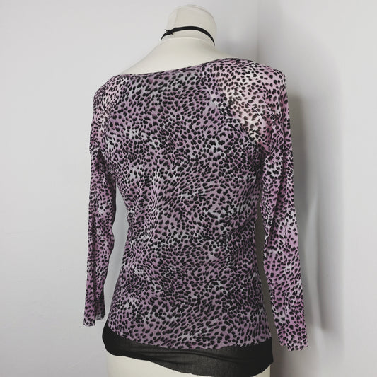 Pink Cheetah Mesh Top - M